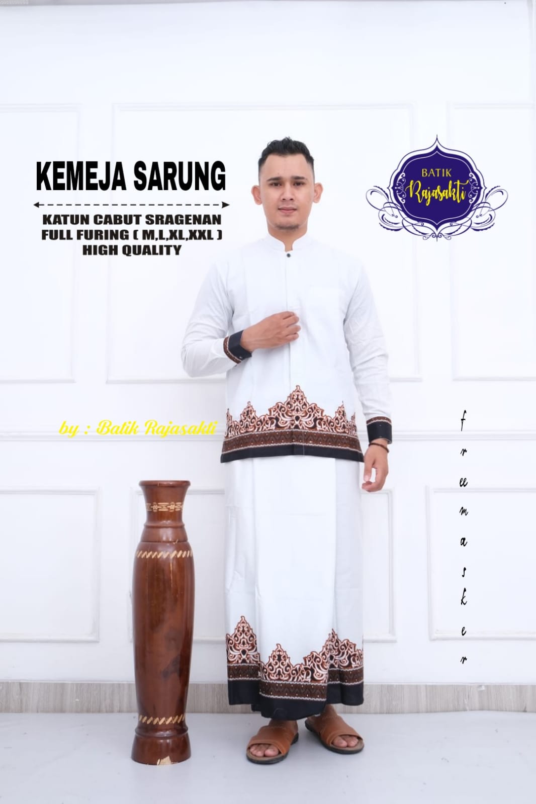 cover-KEMEJA SARUNG TUMPAL PUTIH Kemeja Batik Pria Solo Lengan Panjang Lapis Furing BY RAJASAKTI-1