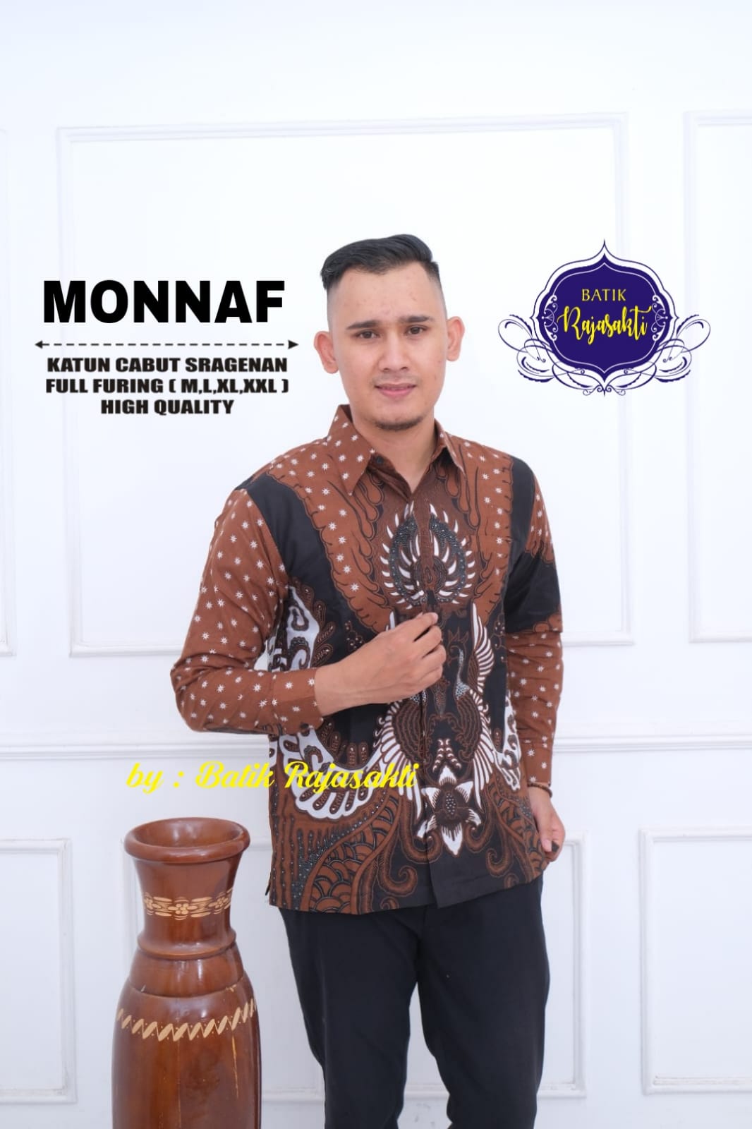 cover-MONNAF Kemeja Batik Pria Solo Lengan Panjang Lapis Furing BY RAJASAKTI-1