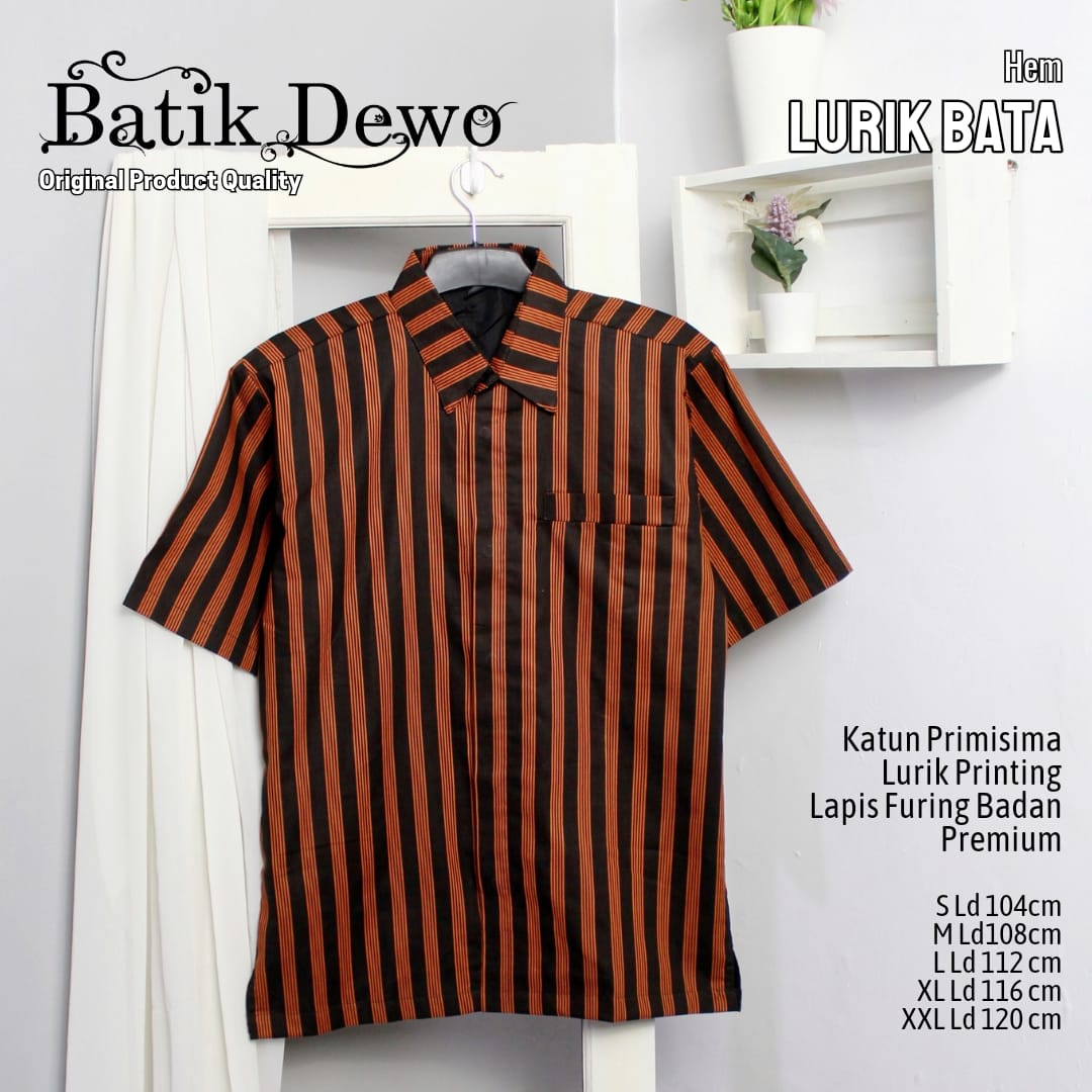 cover-LURIK SOGAN HANGER Kemeja Batik Pria Solo Lengan Pendek Lapis Furing BY DEWO-1