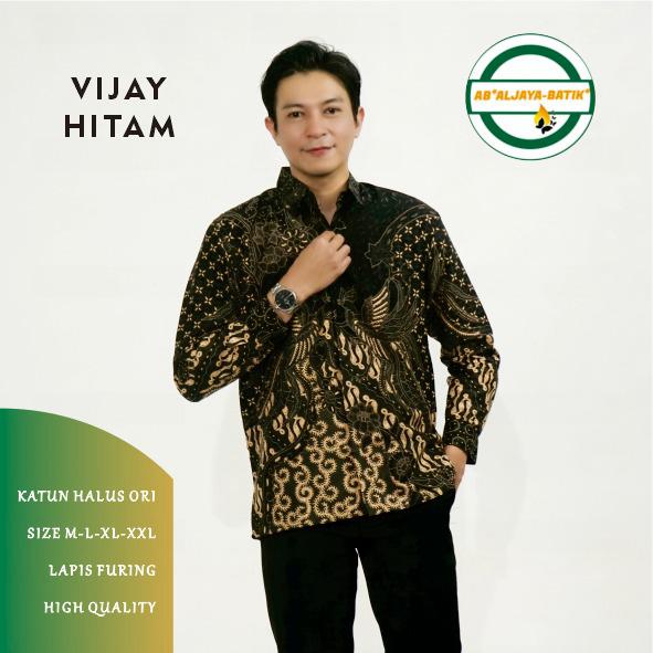 cover-VIJAY HITAM Kemeja Batik Pria Solo Lengan Panjang Lapis Furing By Aljaya-1