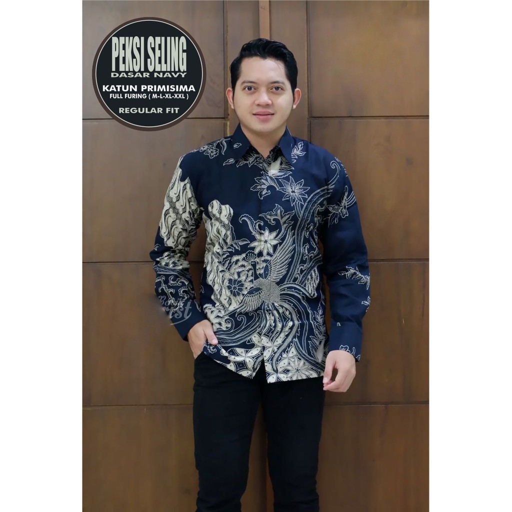 cover-PEKSI SELING NAVY Kemeja Batik Pria Solo Lengan Panjang Lapis Furing By BATIKSOLOAMANAH-1