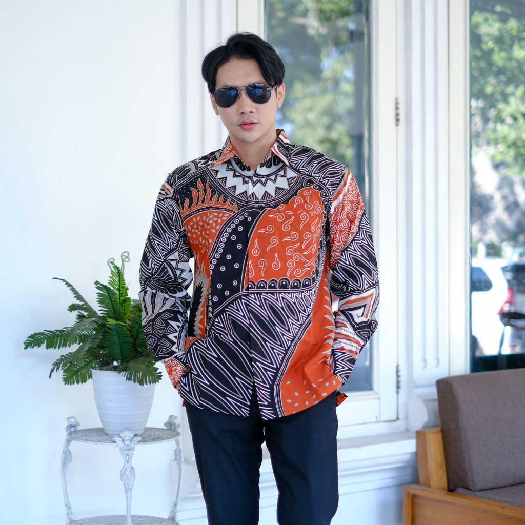 cover-ABSTRAK OREN Kemeja Batik Pria Solo Lengan Panjang Lapis Furing By BATIKSOLOAMANAH-1